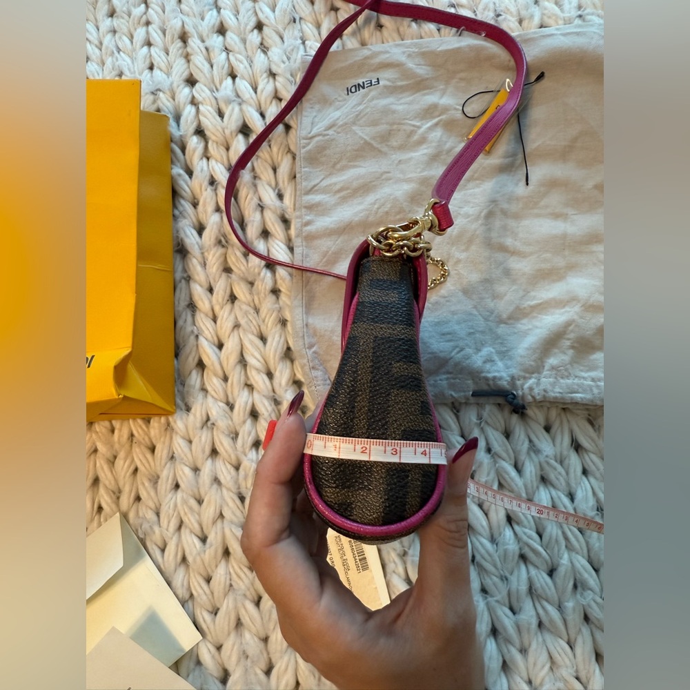 Authentic FENDI 2015 Zucca Pink cyclamin & Tobacco Mini Pouch wt boxtagsdustbag - Picture 13 of 17